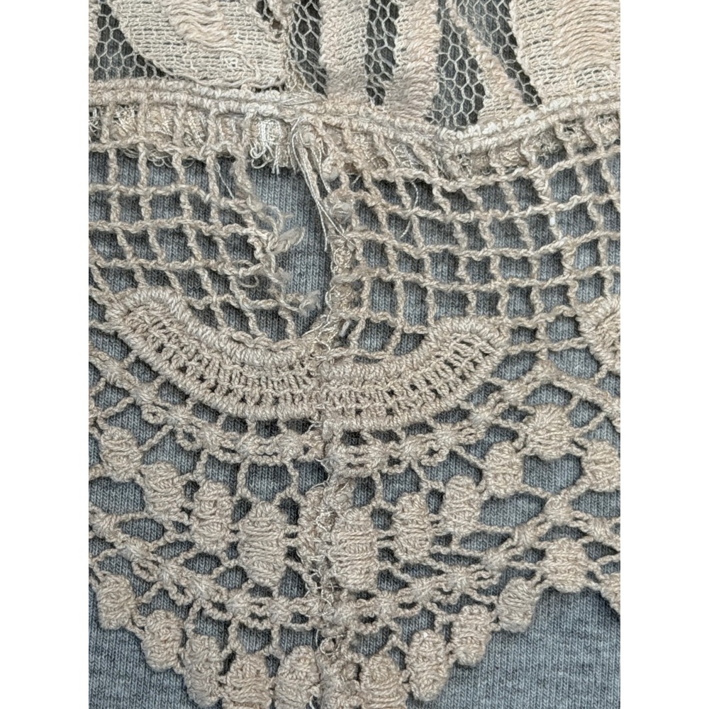 Cable & Gauge Womens XL Beige Floral Lace Sleeveless Shell Top Crochet Hem Tank - Picture 7 of 7